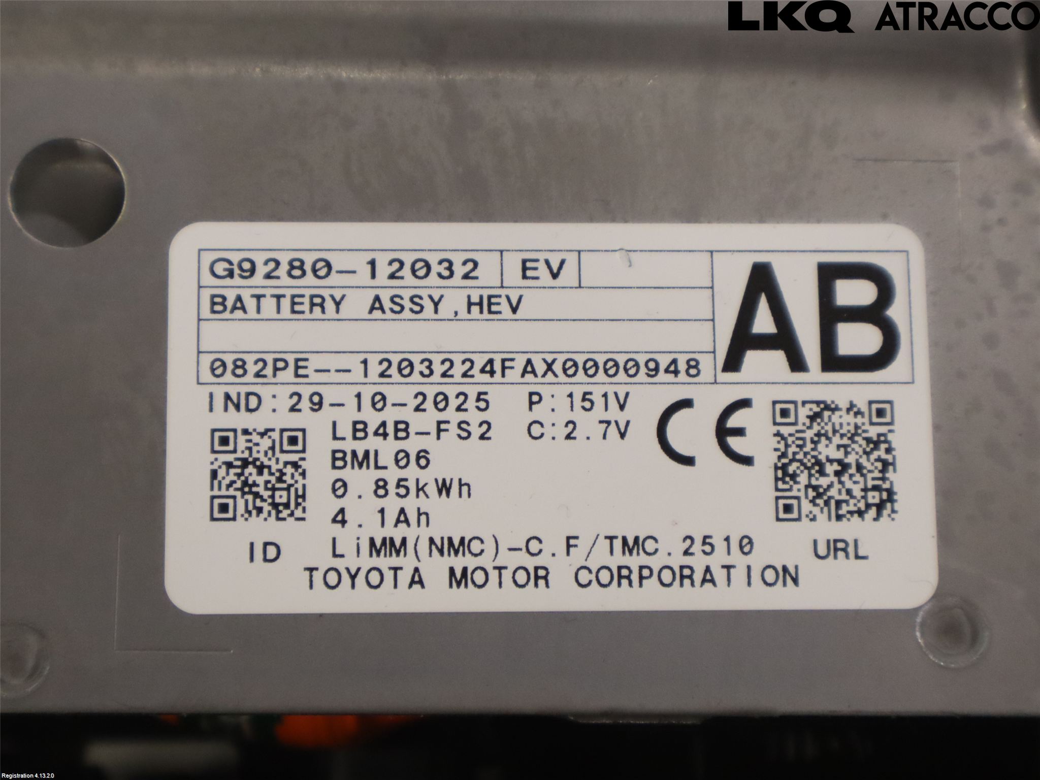 Toyota COROLLA 19- Batteri Högspänning
