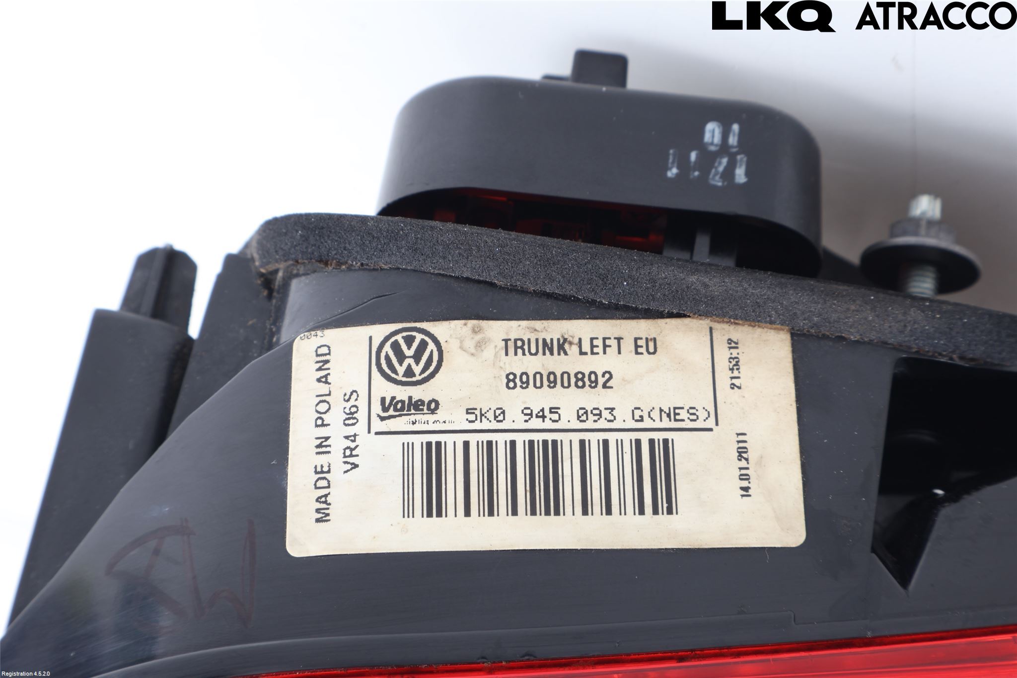 Volkswagen VW GOLF VI 09-13 Bakljus Lucka Vä