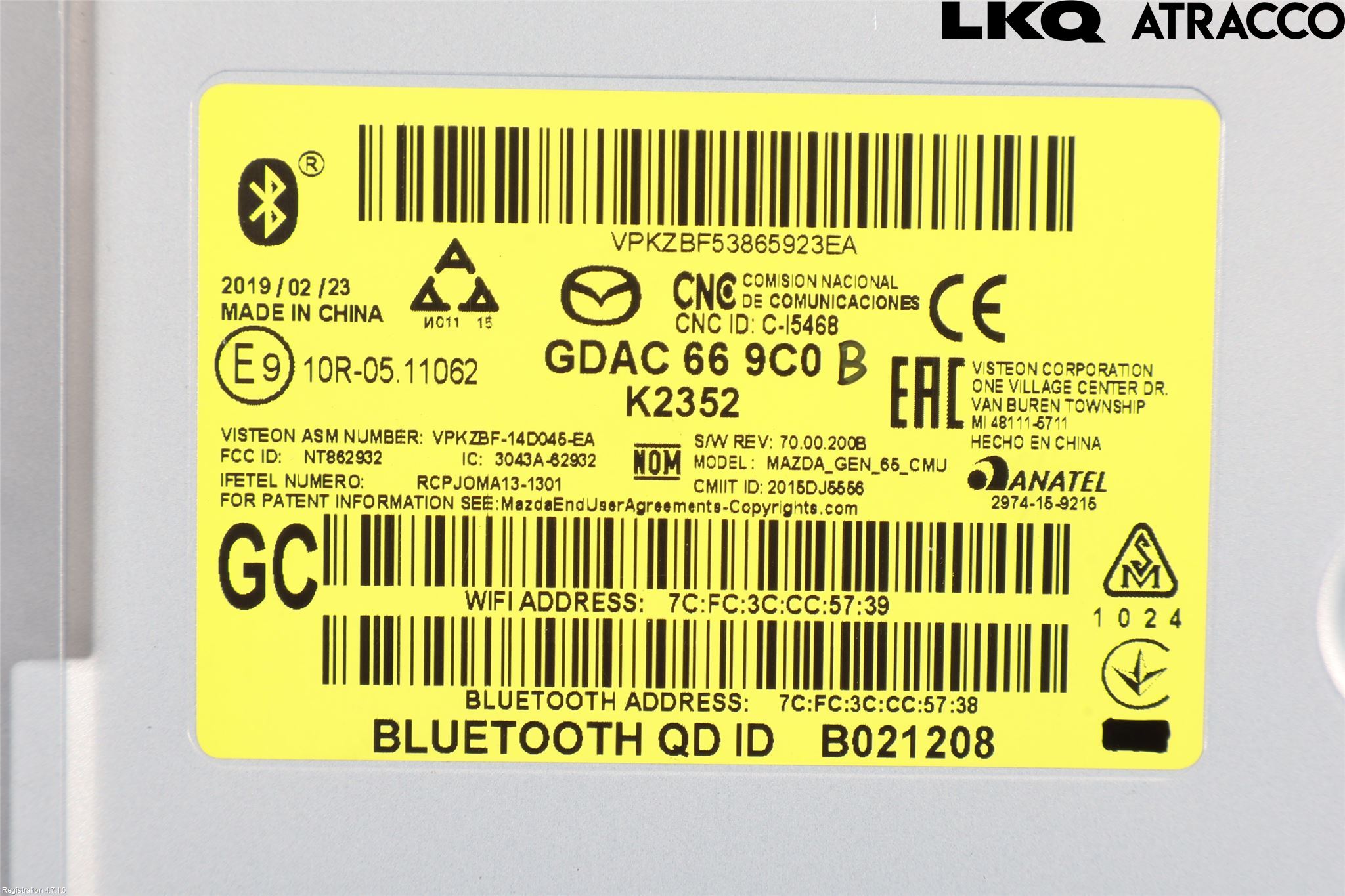 Mazda 6 13- Styrenhet Multimedia