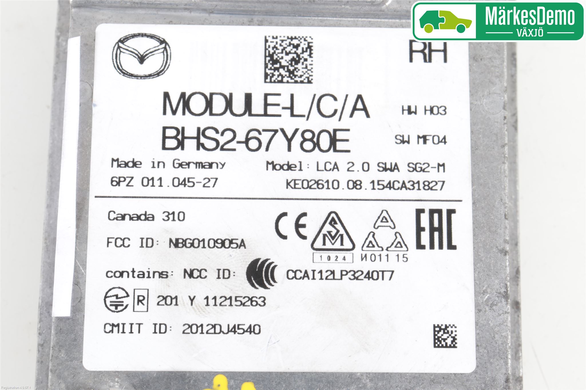 Mazda 3 III 14-19 Sensor Aktivt Kollisionsskydd
