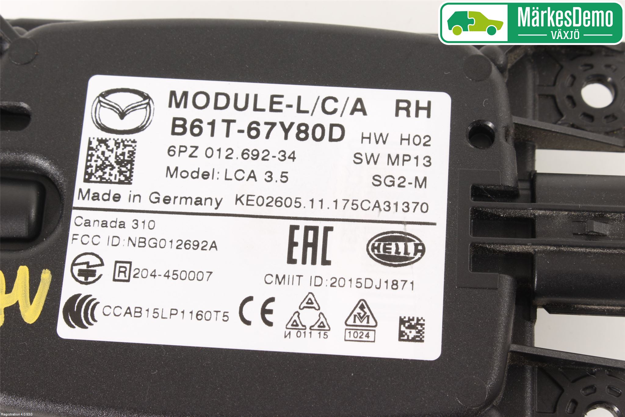 Mazda 3 III 14-19 Sensor Aktivt Kollisionsskydd