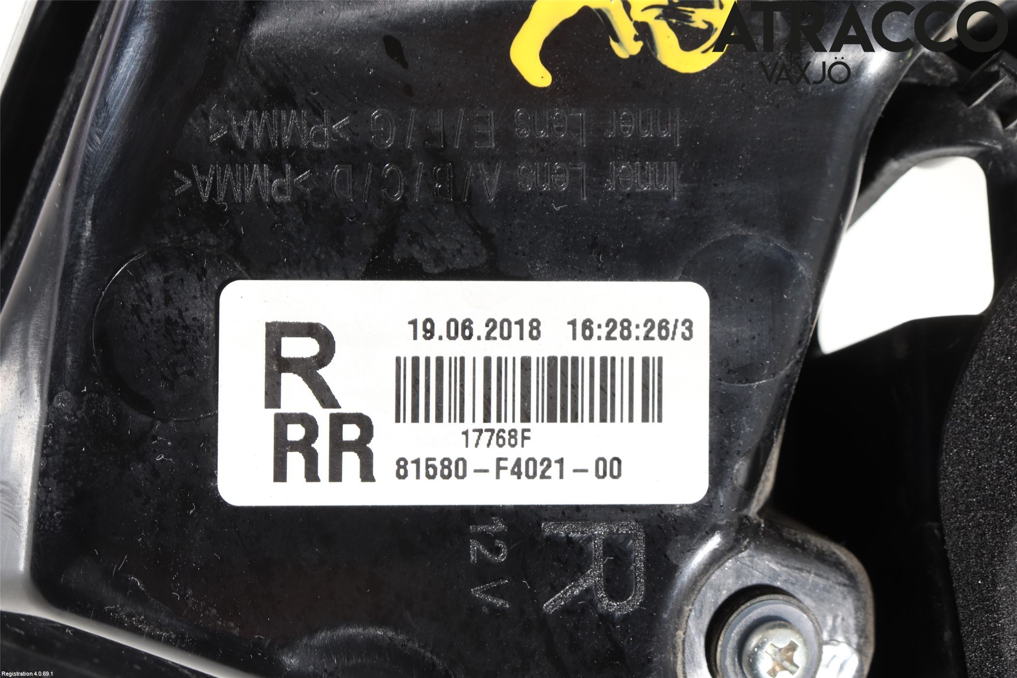 Toyota C-HR 16-23 Bakljus Lucka Hö
