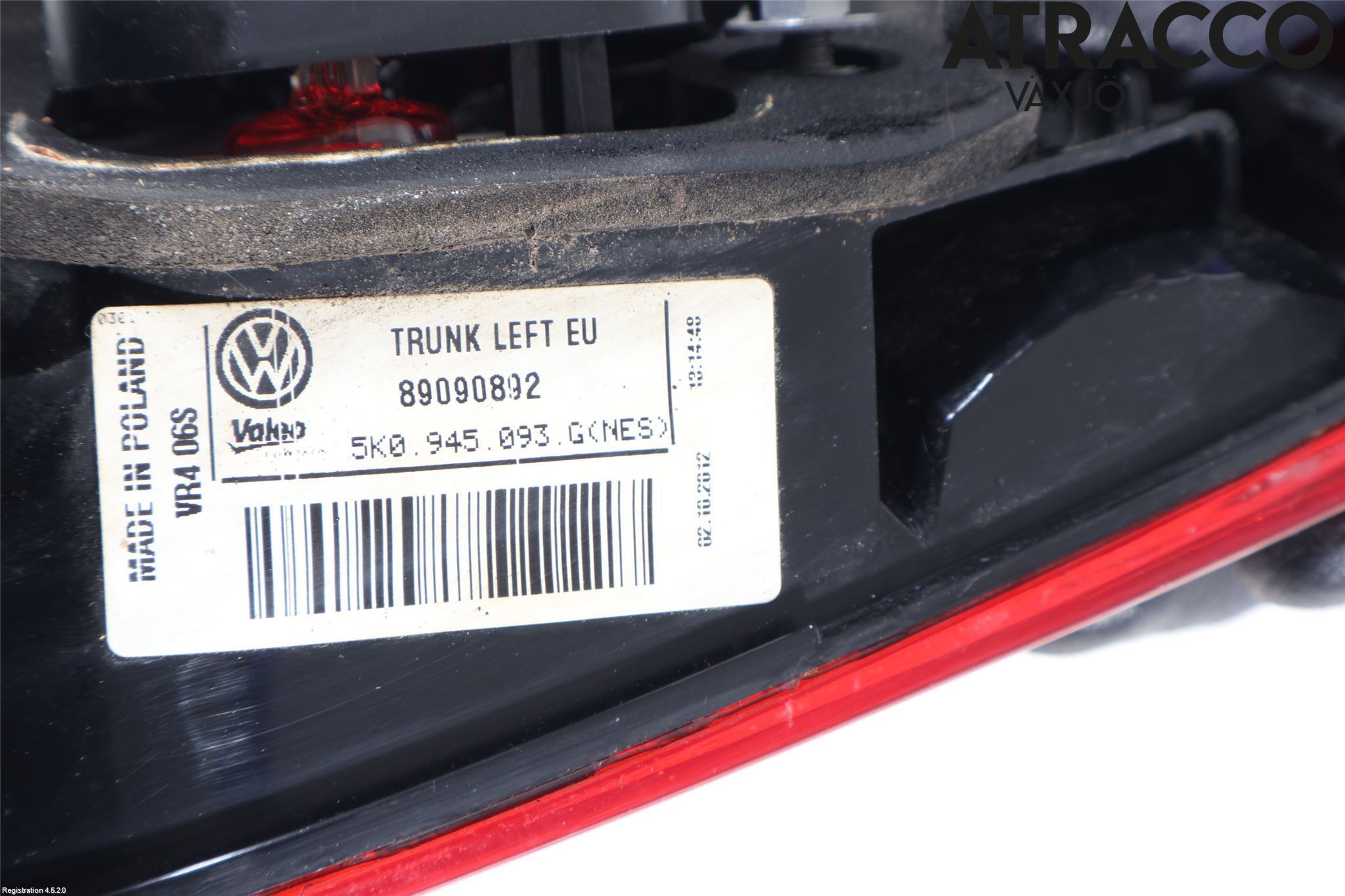 Volkswagen VW GOLF VI 09-13 Bakljus Lucka Vä