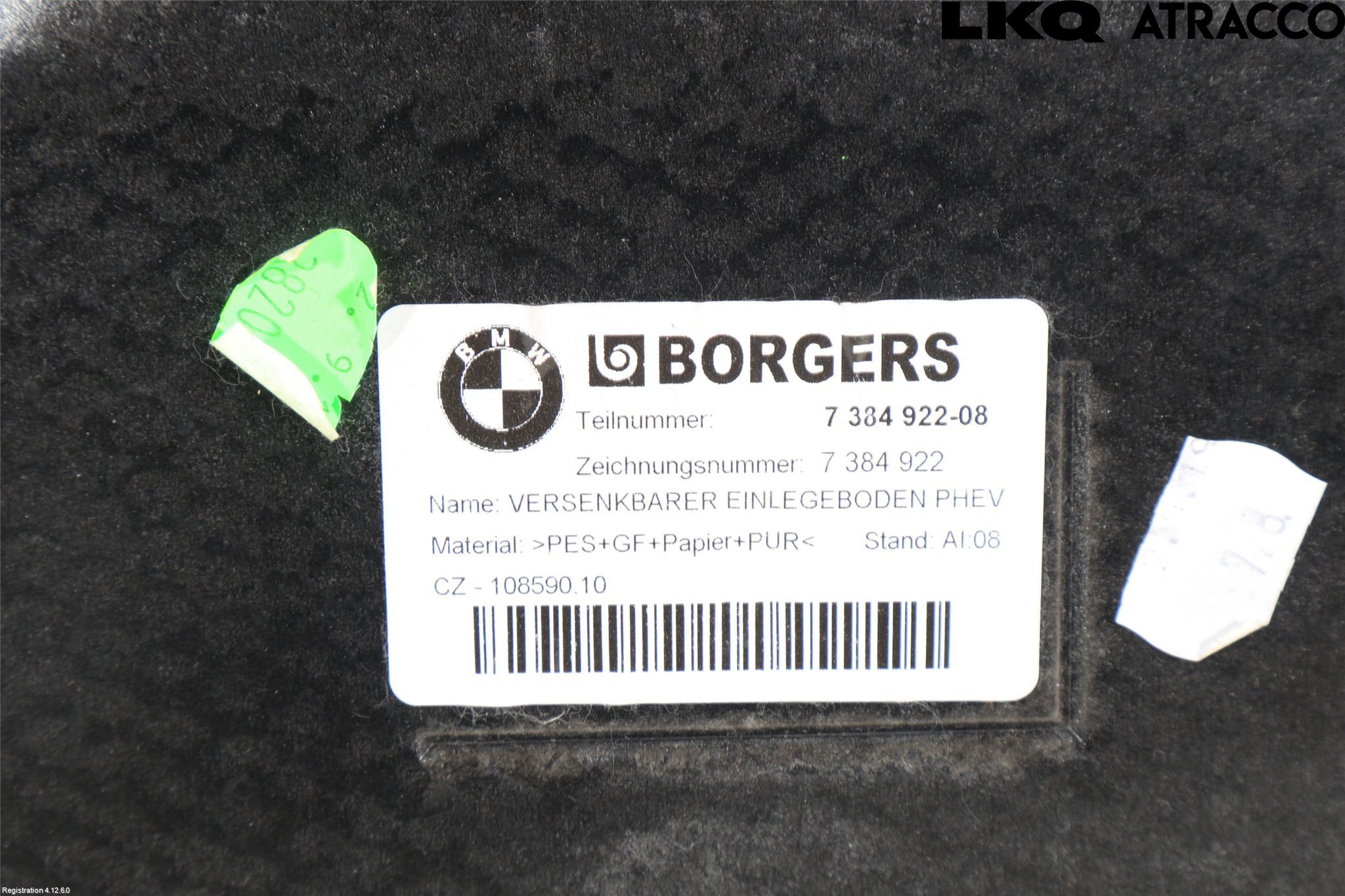 BMW 5 G30/G31/F90 17-23 Inrbagagerumklädsel-Golv