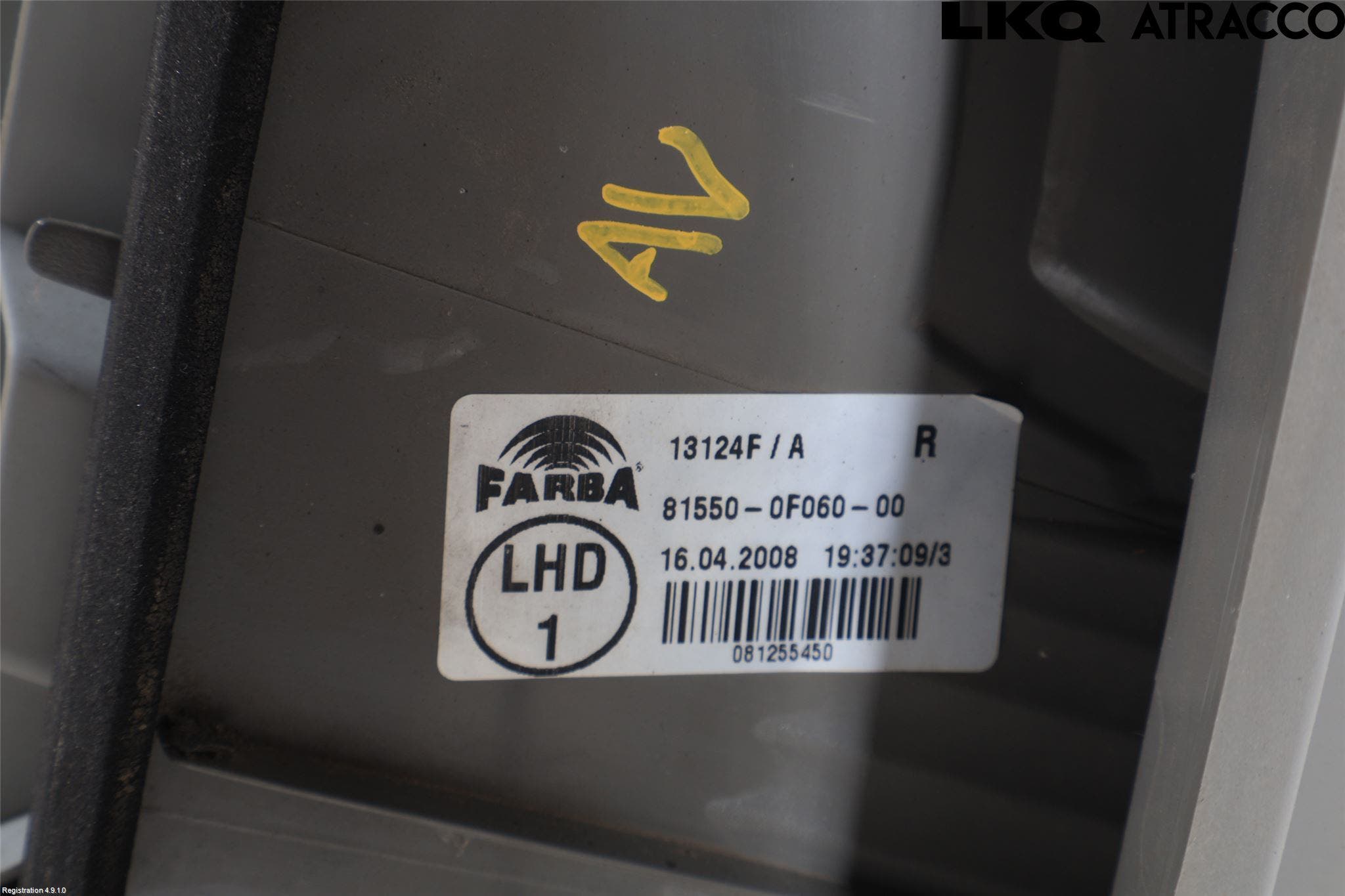 Toyota COROLLA VERSO 08-09 Bakljus Höger