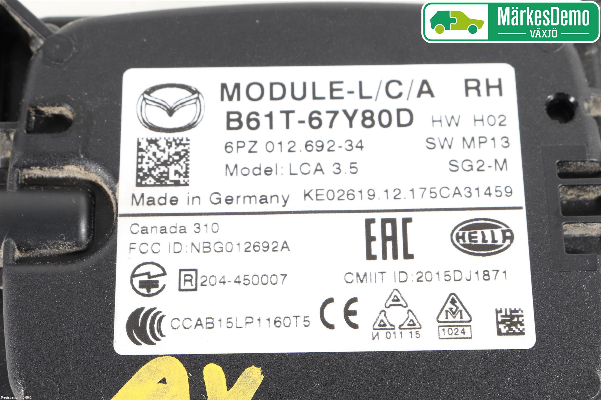 Mazda 3 III 14-19 Sensor Aktivt Kollisionsskydd