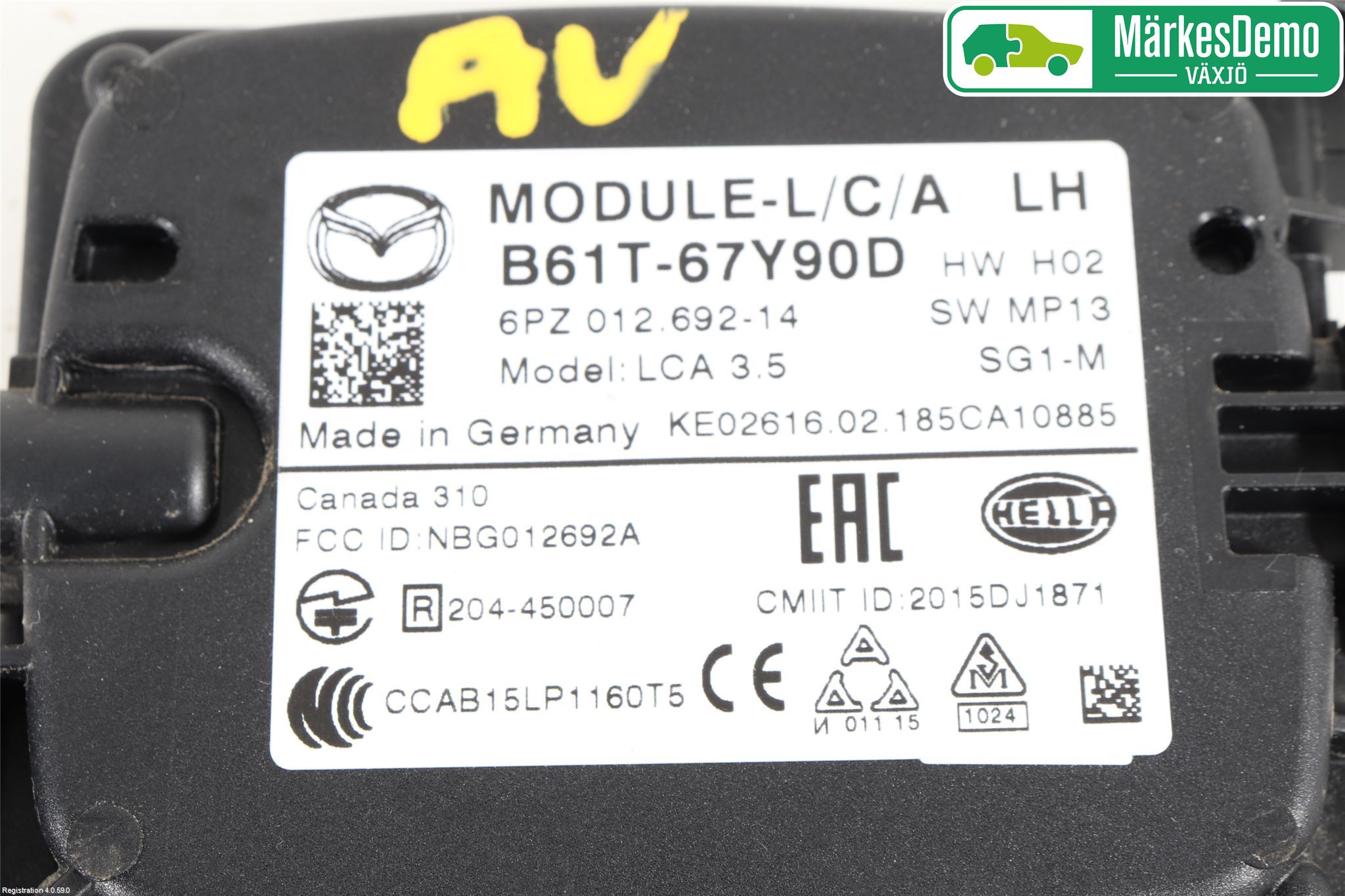 Mazda 3 III 14-19 Sensor Aktivt Kollisionsskydd
