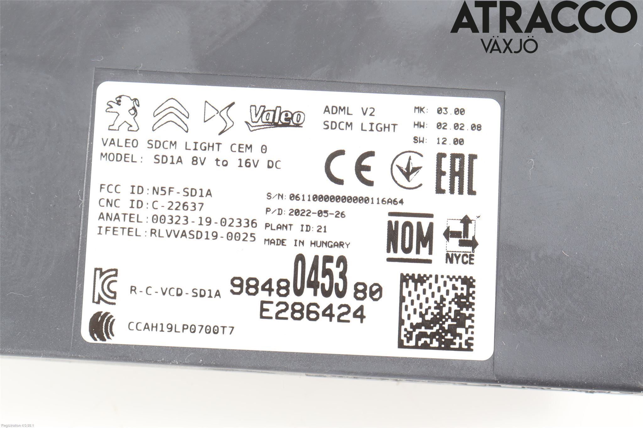 Peugeot 208/E-208 20- Styrenhet Övrigt