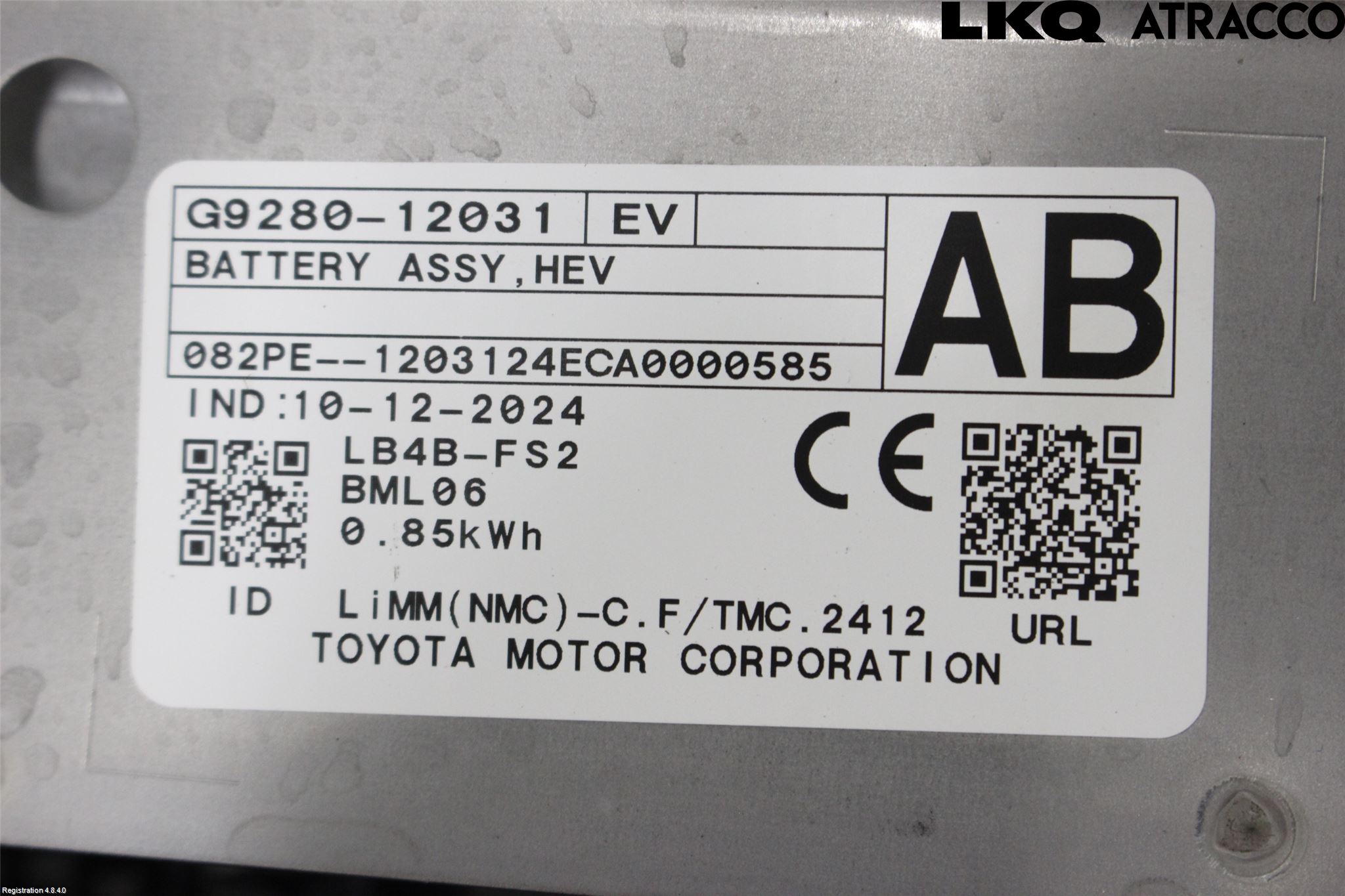 Toyota COROLLA 19- Batteri Högspänning