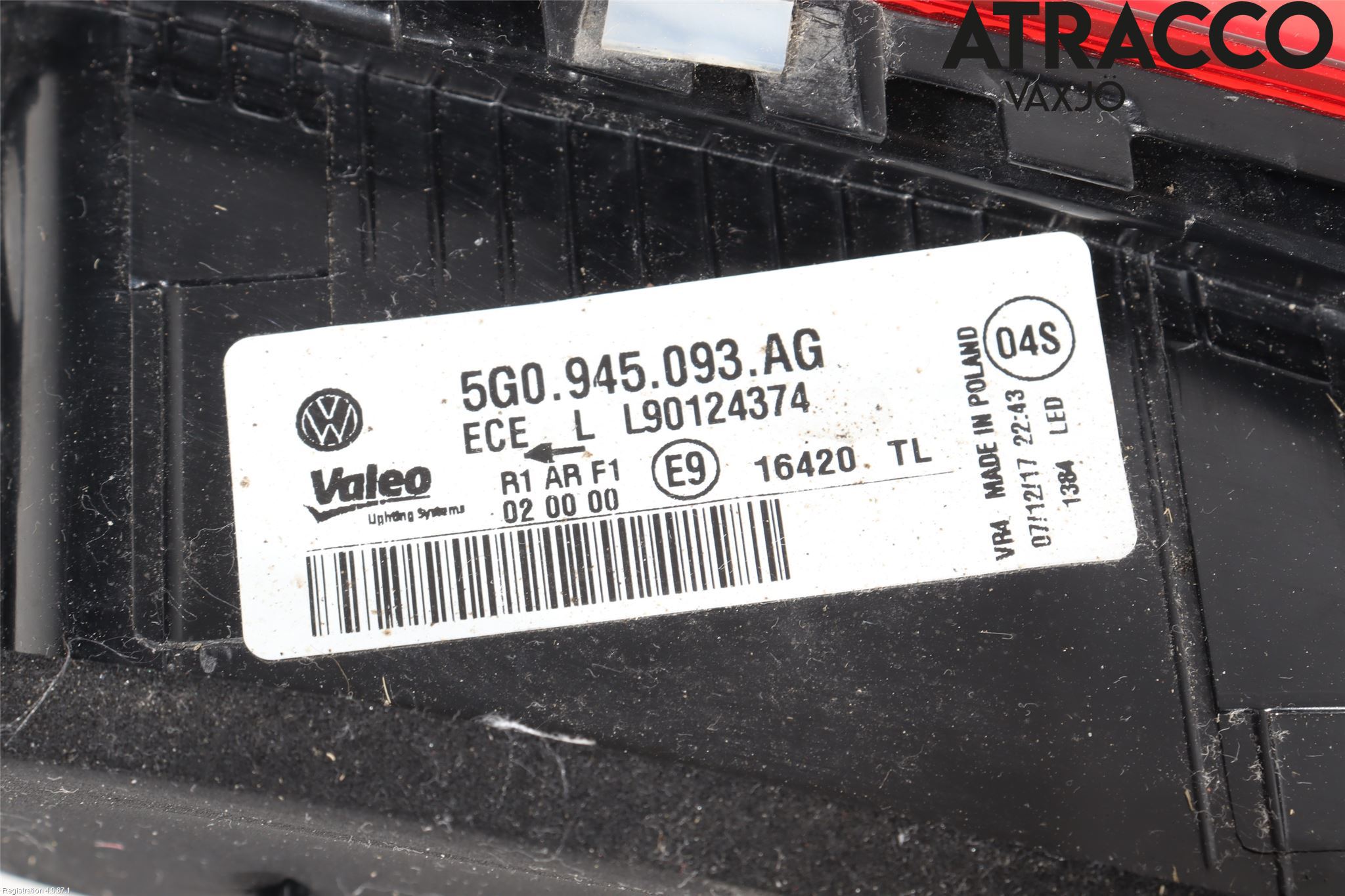 Volkswagen VW GOLF / E-GOLF VII 13-20 Bakljus Lucka Vä