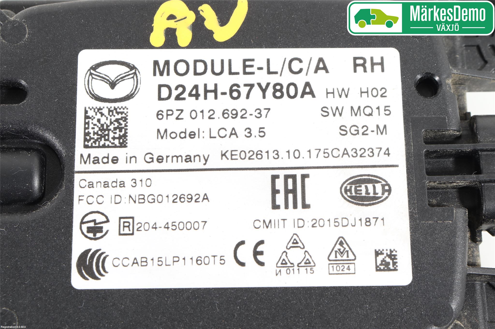 Mazda CX-3 Sensor Aktivt Kollisionsskydd