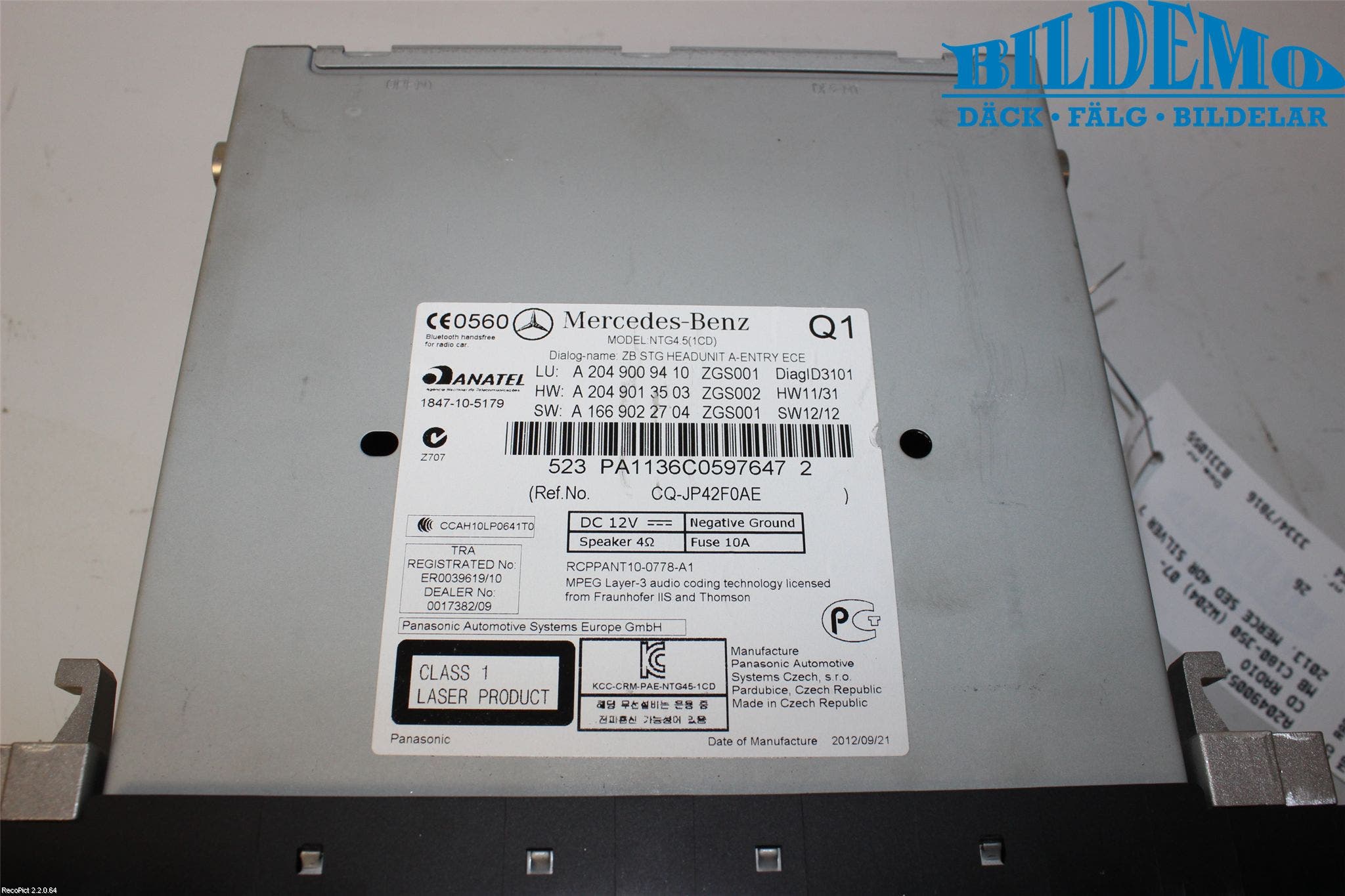 Mercedes-Benz MB C-KLASS (W204) 07-15 Cd Radio - Multimediapanel