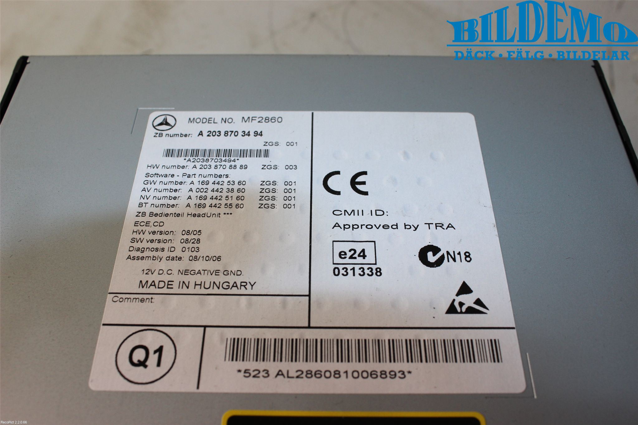 Mercedes-Benz MB C-KLASS (W204) 07-15 Cd Radio - Multimediapanel