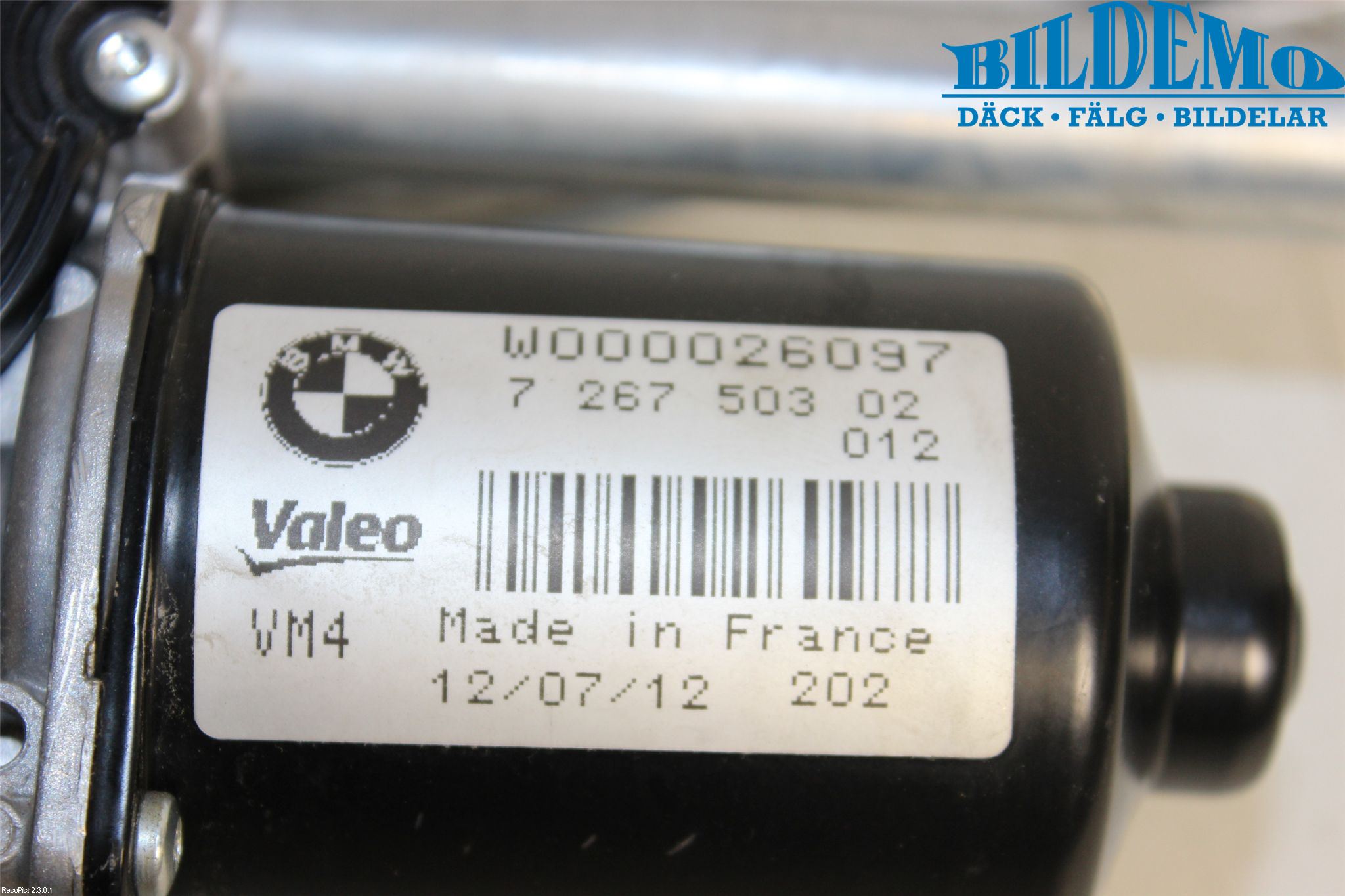 BMW 3 F30/F31/F80 12-19 Torkarmotor Vindruta