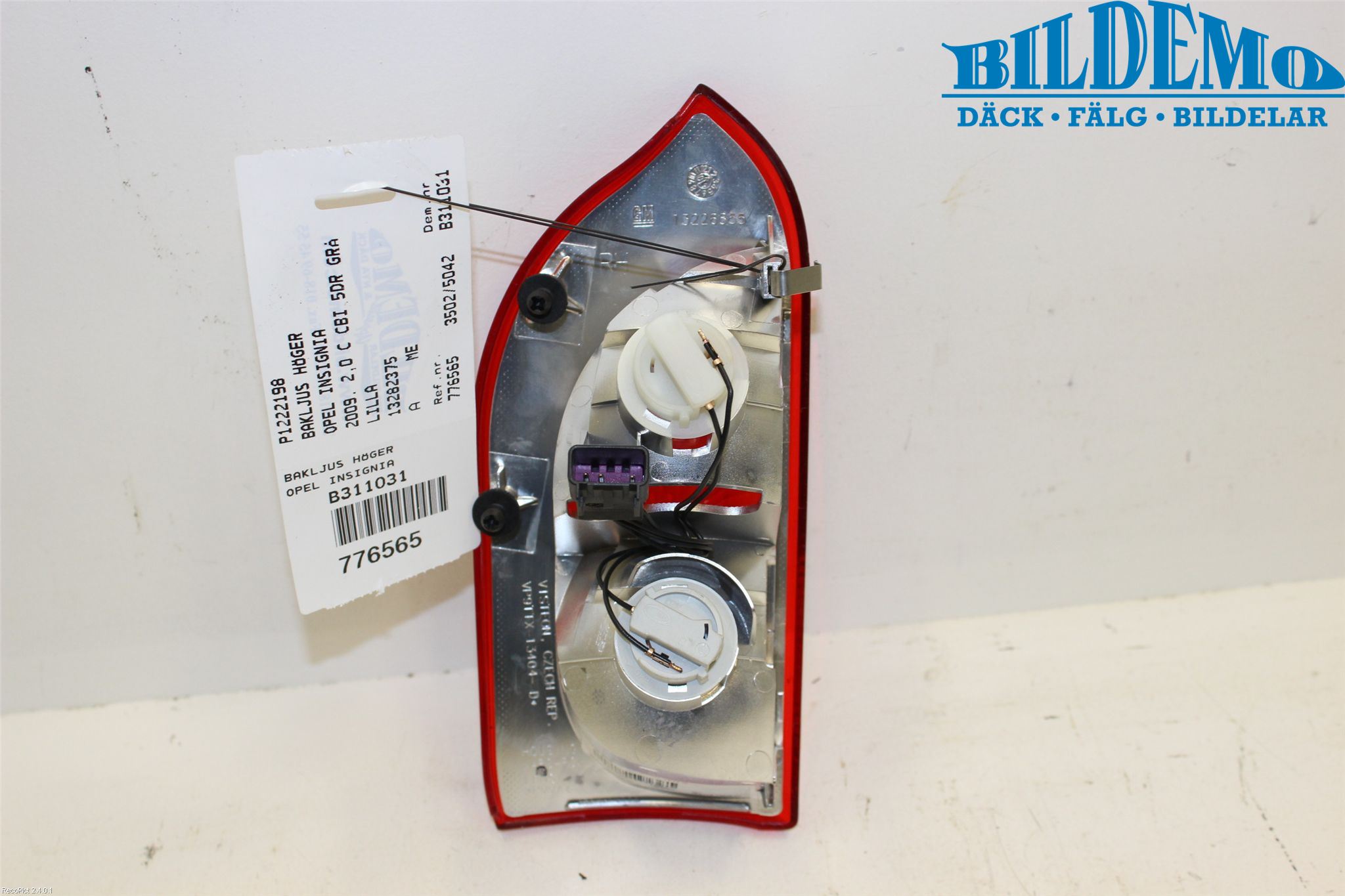 Opel INSIGNIA 09-16 Bakljus Höger