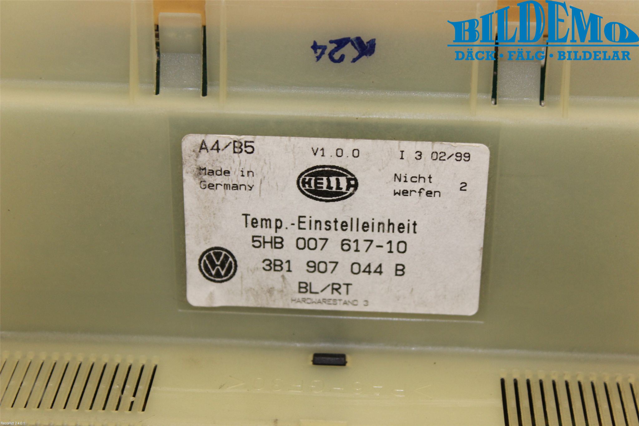 Volkswagen VW BORA Ac Styrenhet Ac Manöveren