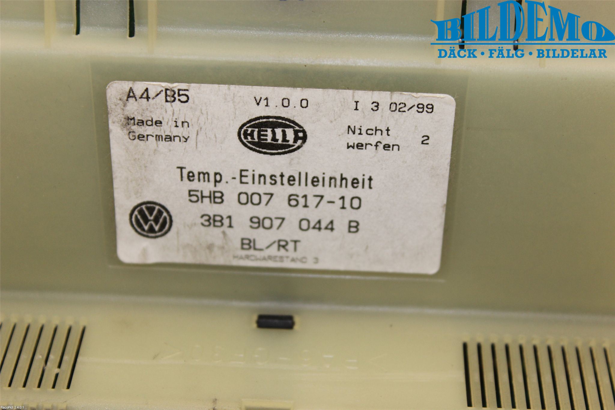 Volkswagen VW BORA Ac Styrenhet Ac Manöveren
