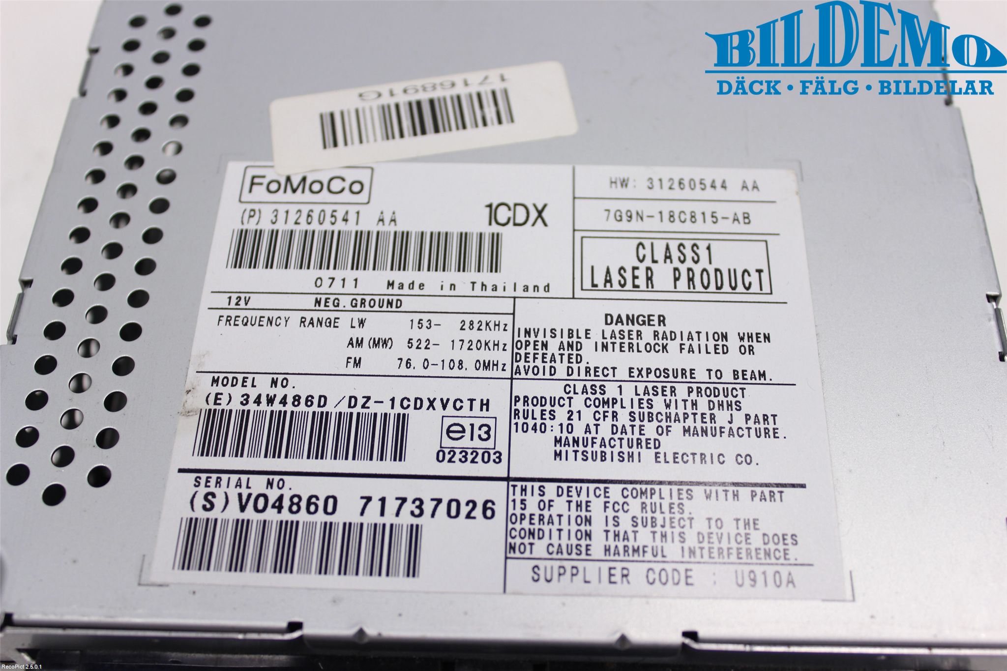 Volvo V70 08-13 Cd Radio - Multimediapanel