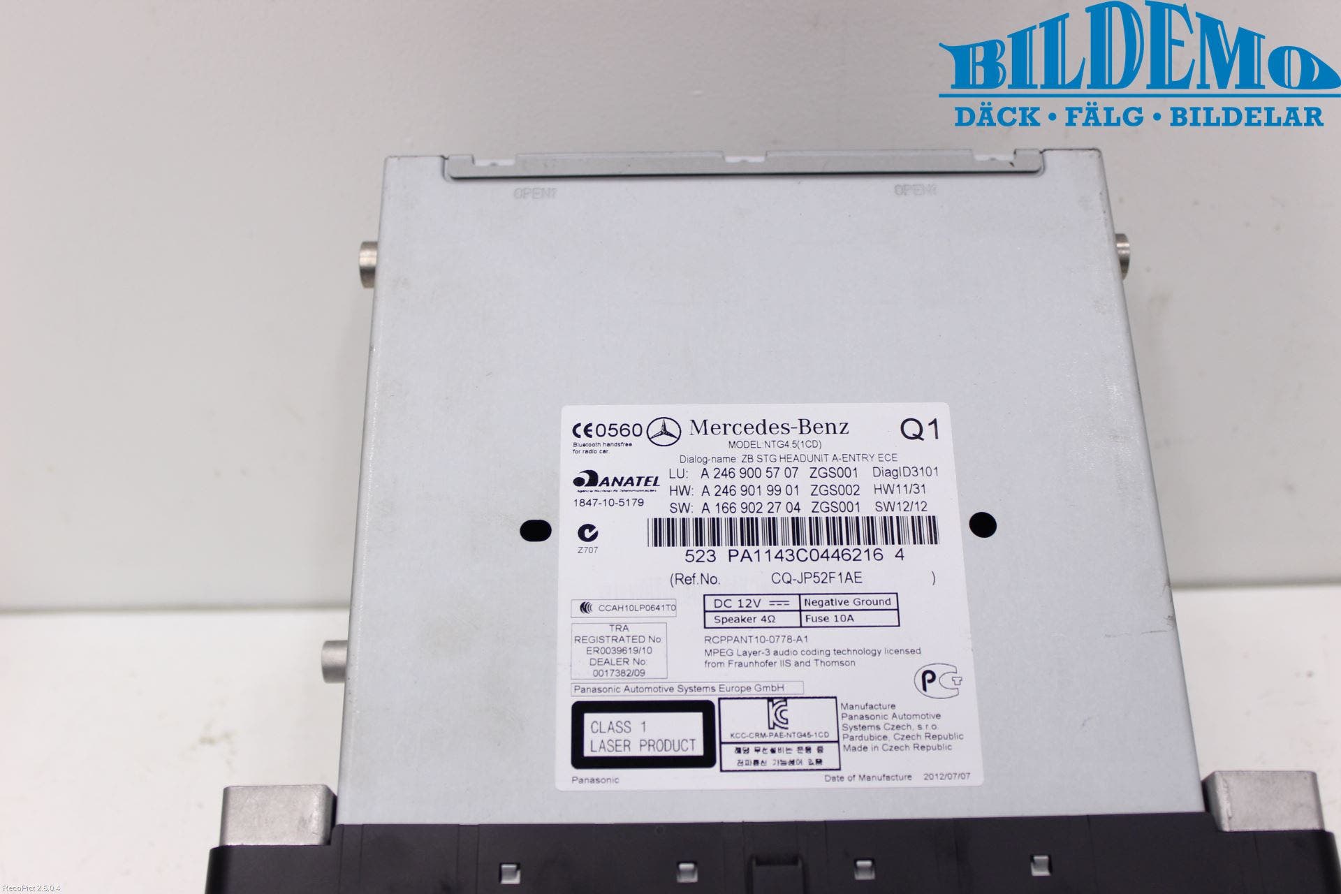 Mercedes-Benz MB B-KLASS (W246/W242) 12-19 Cd Radio - Multimediapanel