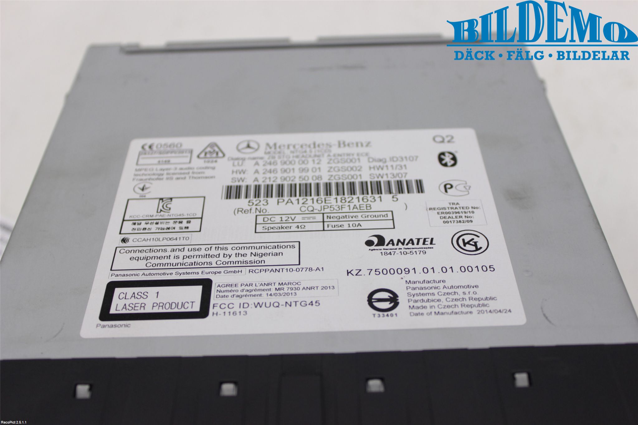 Mercedes-Benz MB B-KLASS (W246/W242) 12-19 Cd Radio - Multimediapanel