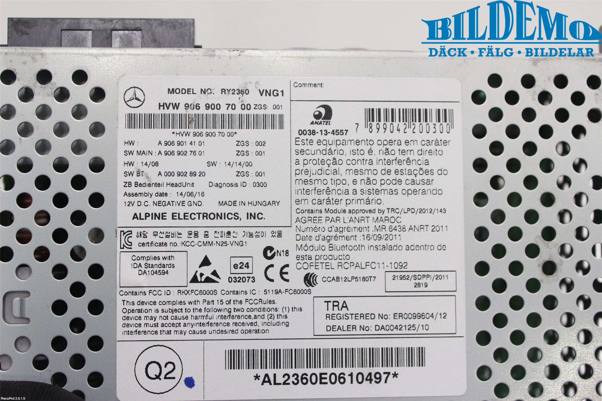 Volkswagen VW CRAFTER 06-16 Gps Navigator