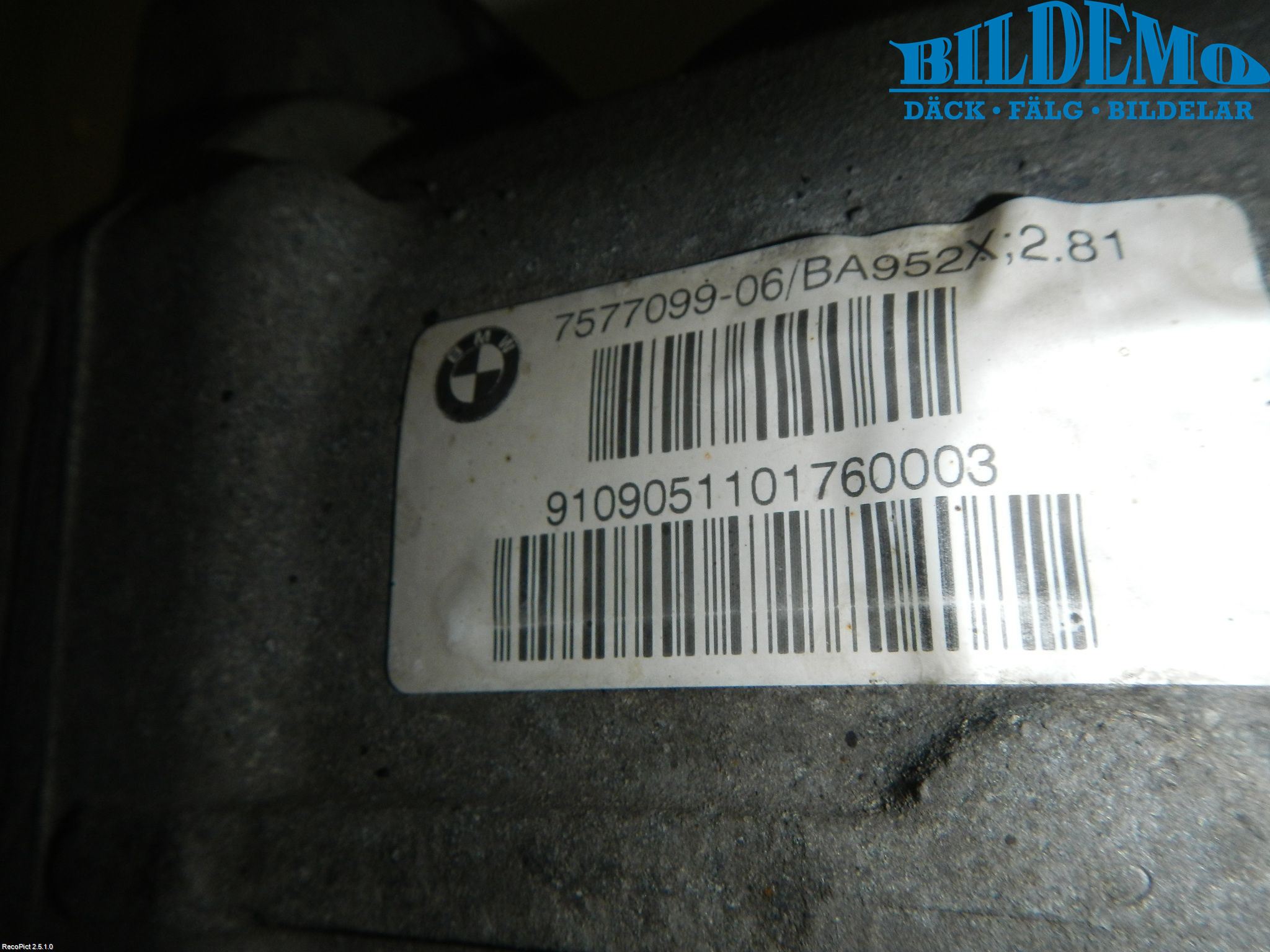 BMW 7 F01/02/03/04 09-15 Bakväxel-Diff