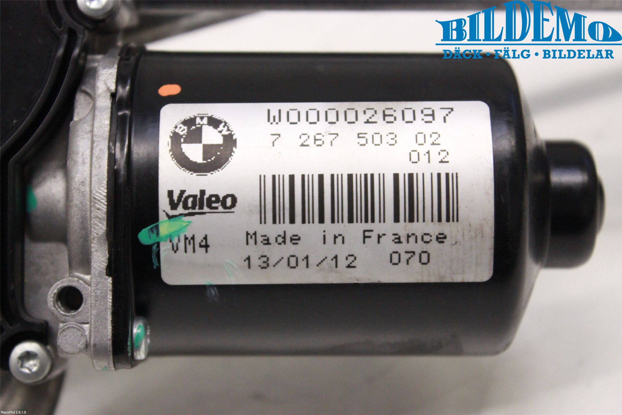 BMW 3 F30/F31/F80 12-19 Torkarmotor Vindruta