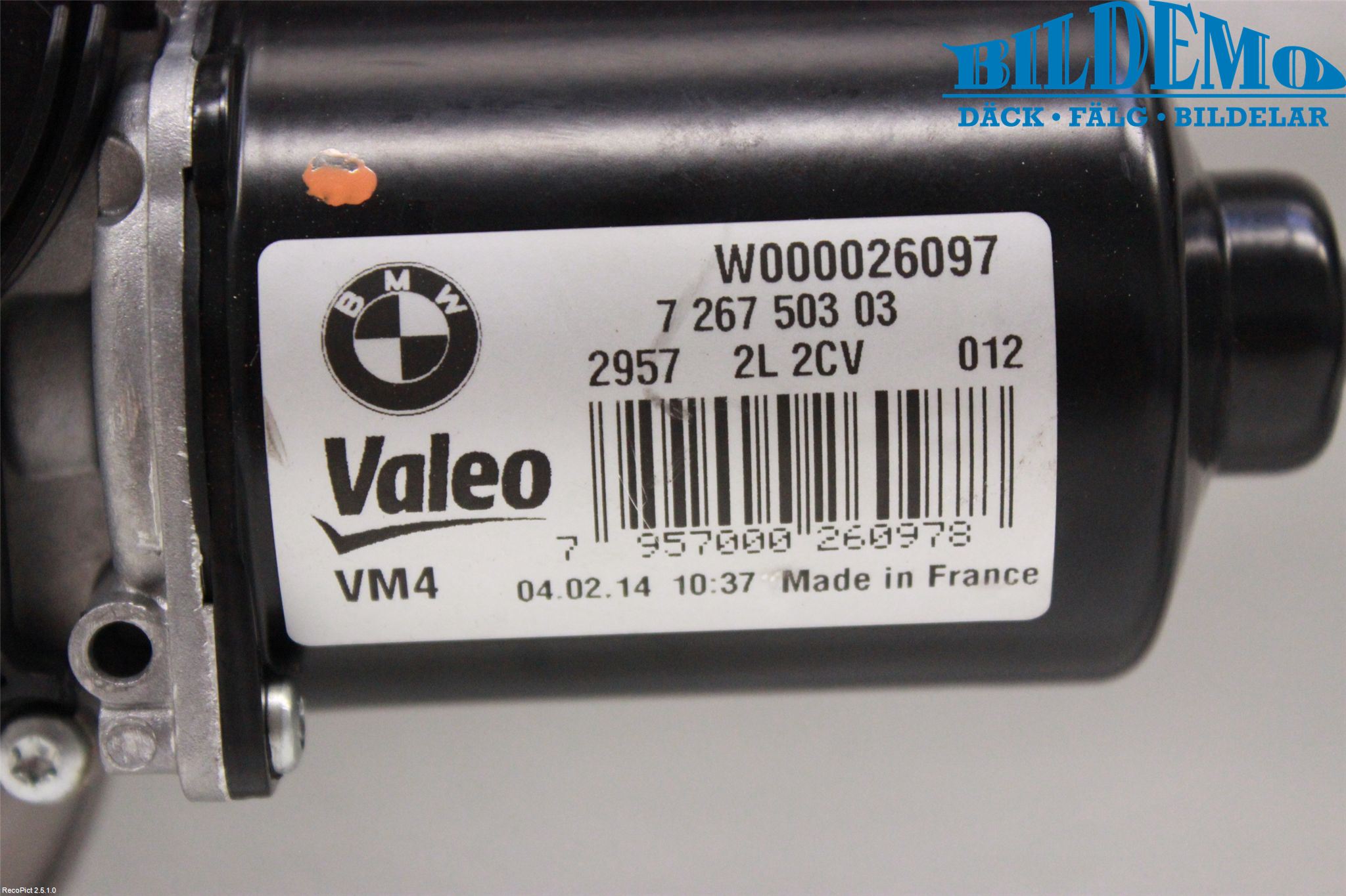 BMW 3 F30/F31/F80 12-19 Torkarmotor Vindruta