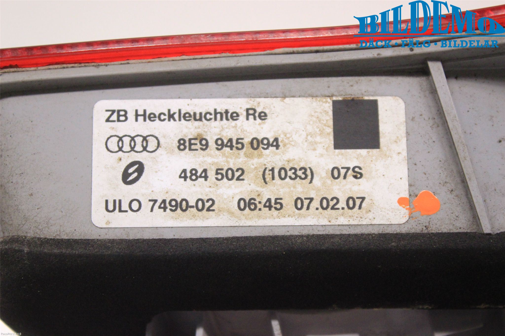 Audi A4/S4 05-07 Bakljus Lucka Hö