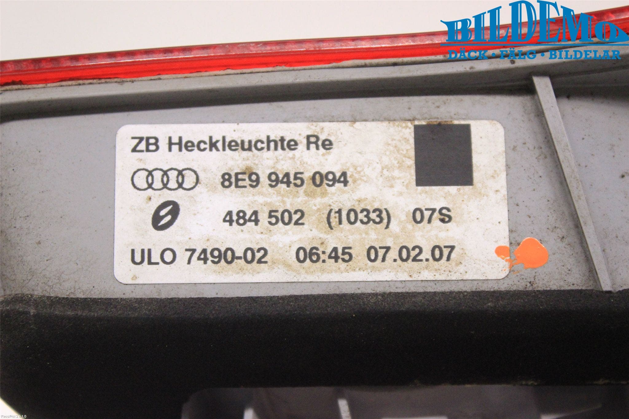 Audi A4/S4 05-07 Bakljus Lucka Hö