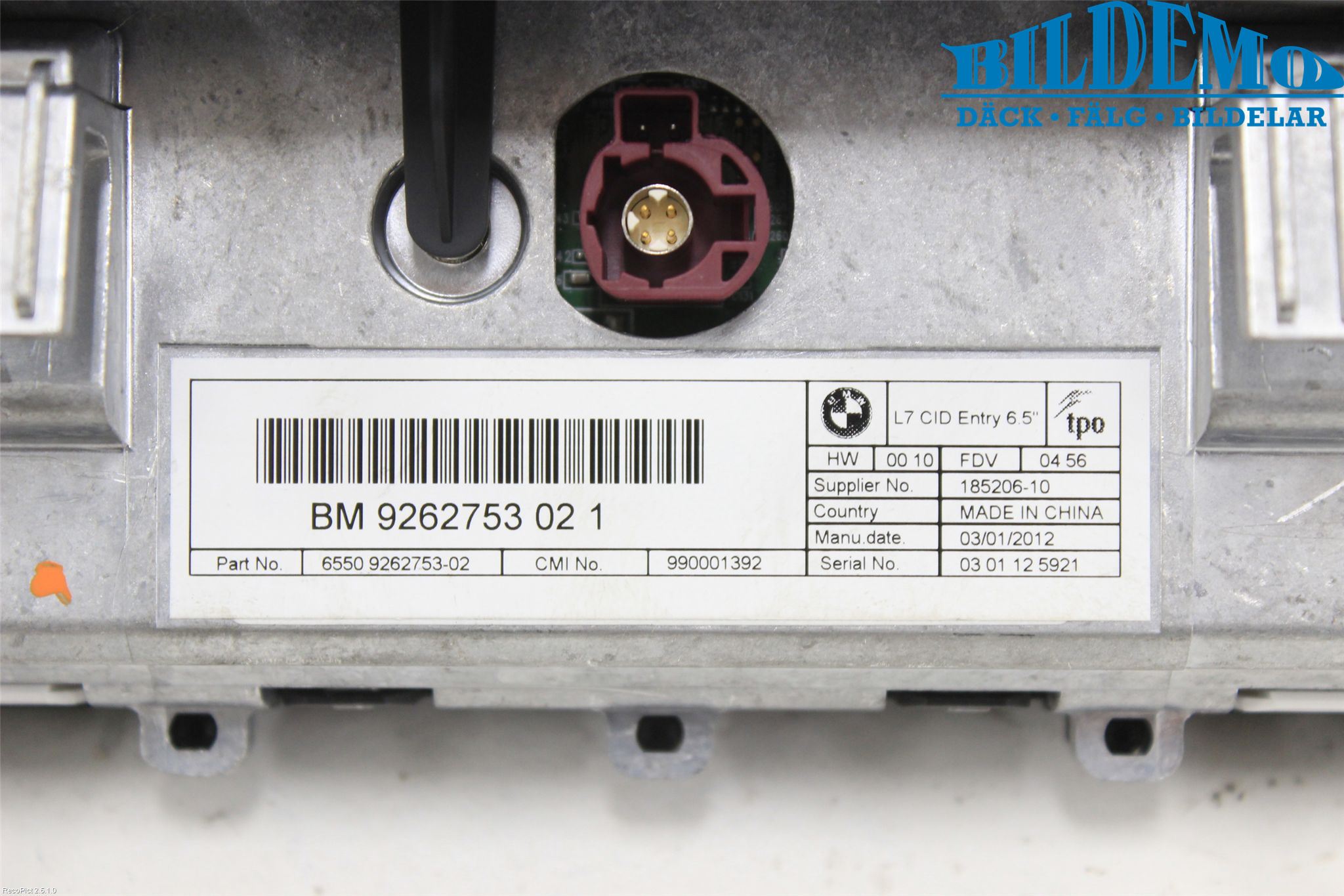 BMW 3 F30/F31/F80 12-19 Bildskärm