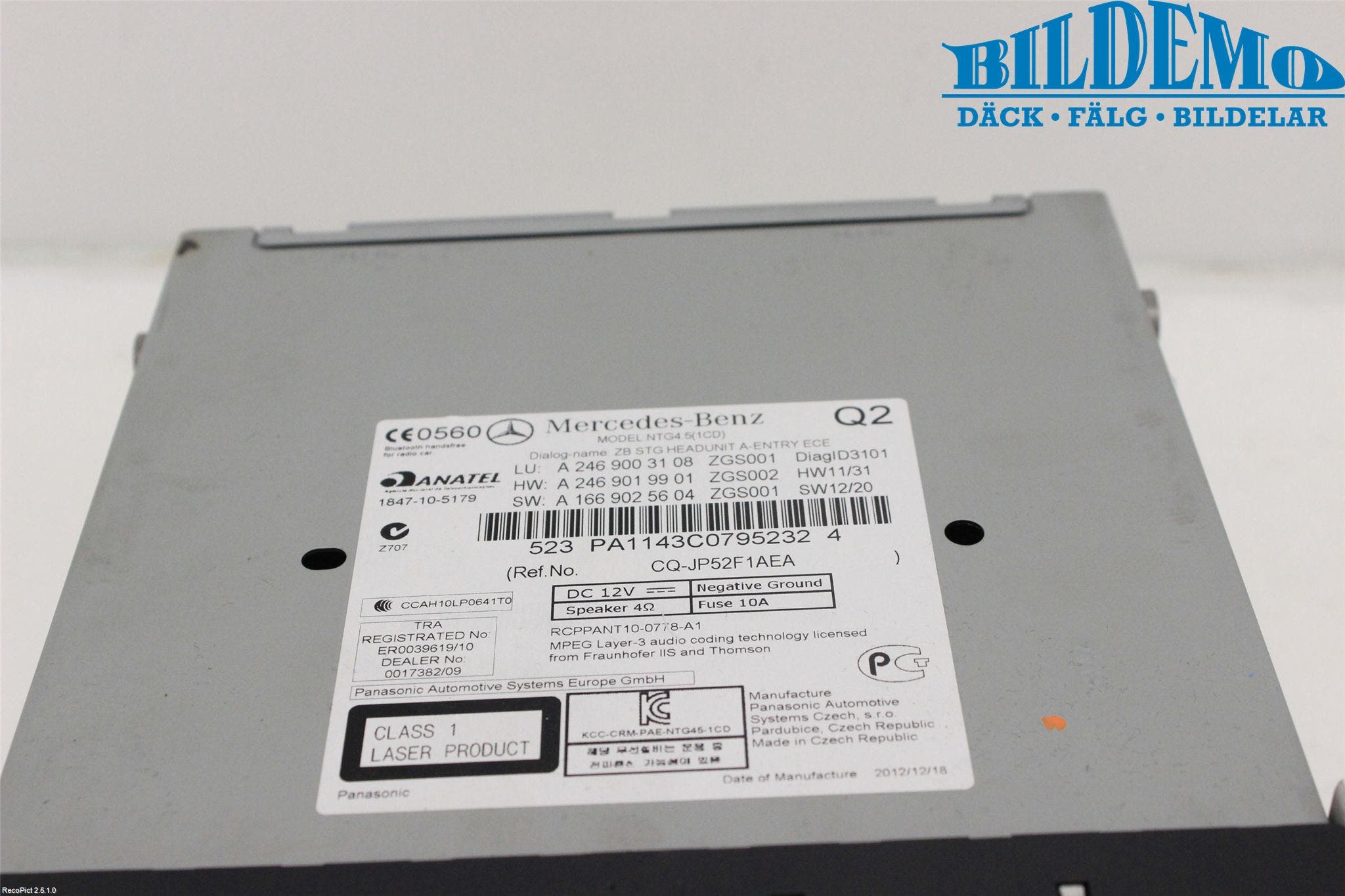 Mercedes-Benz MB A-KLASS (W176) 13-18 Cd Radio - Multimediapanel