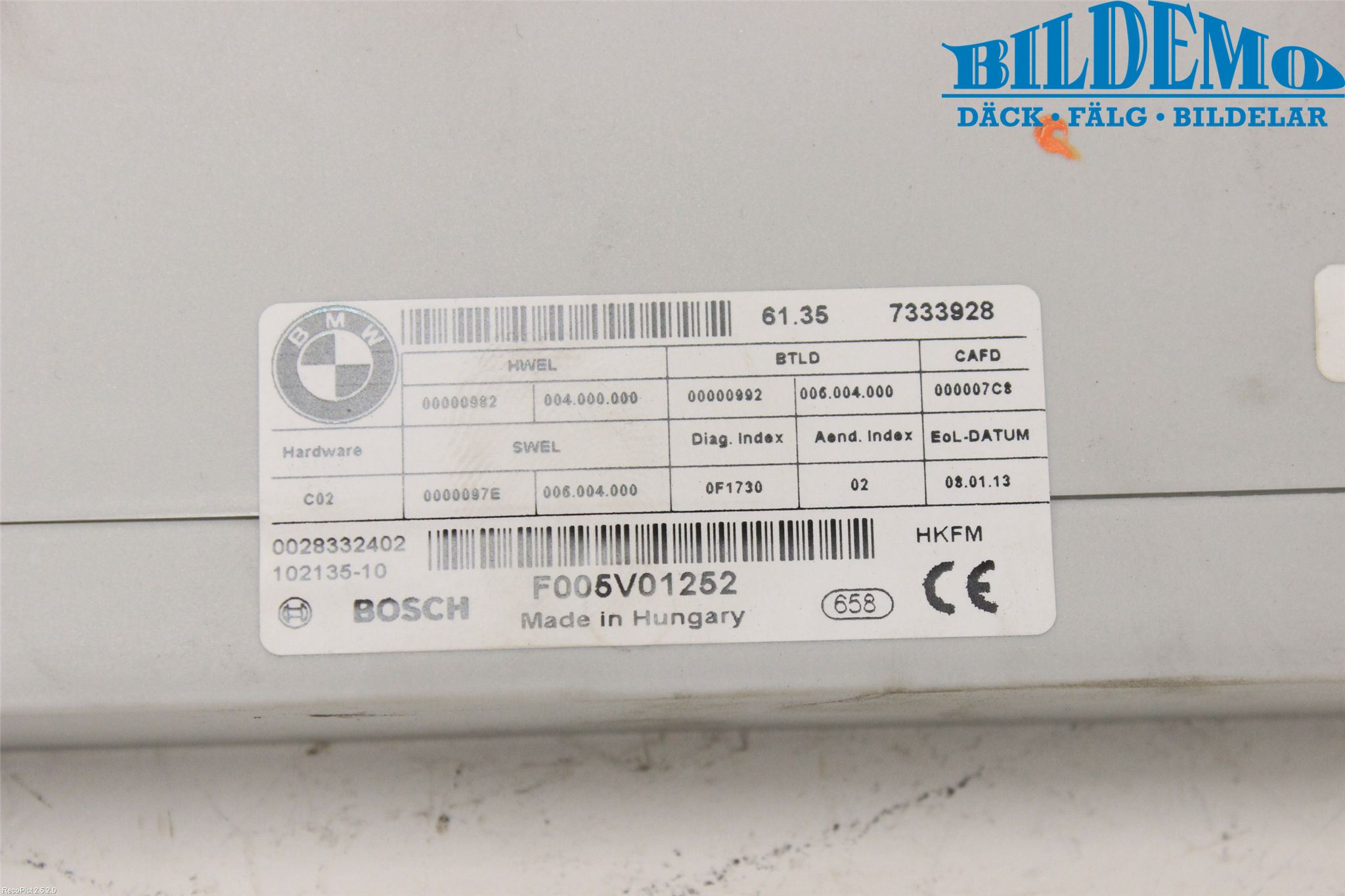 BMW 5 F10/F11/F18 09-17 Styrenhet Övrigt