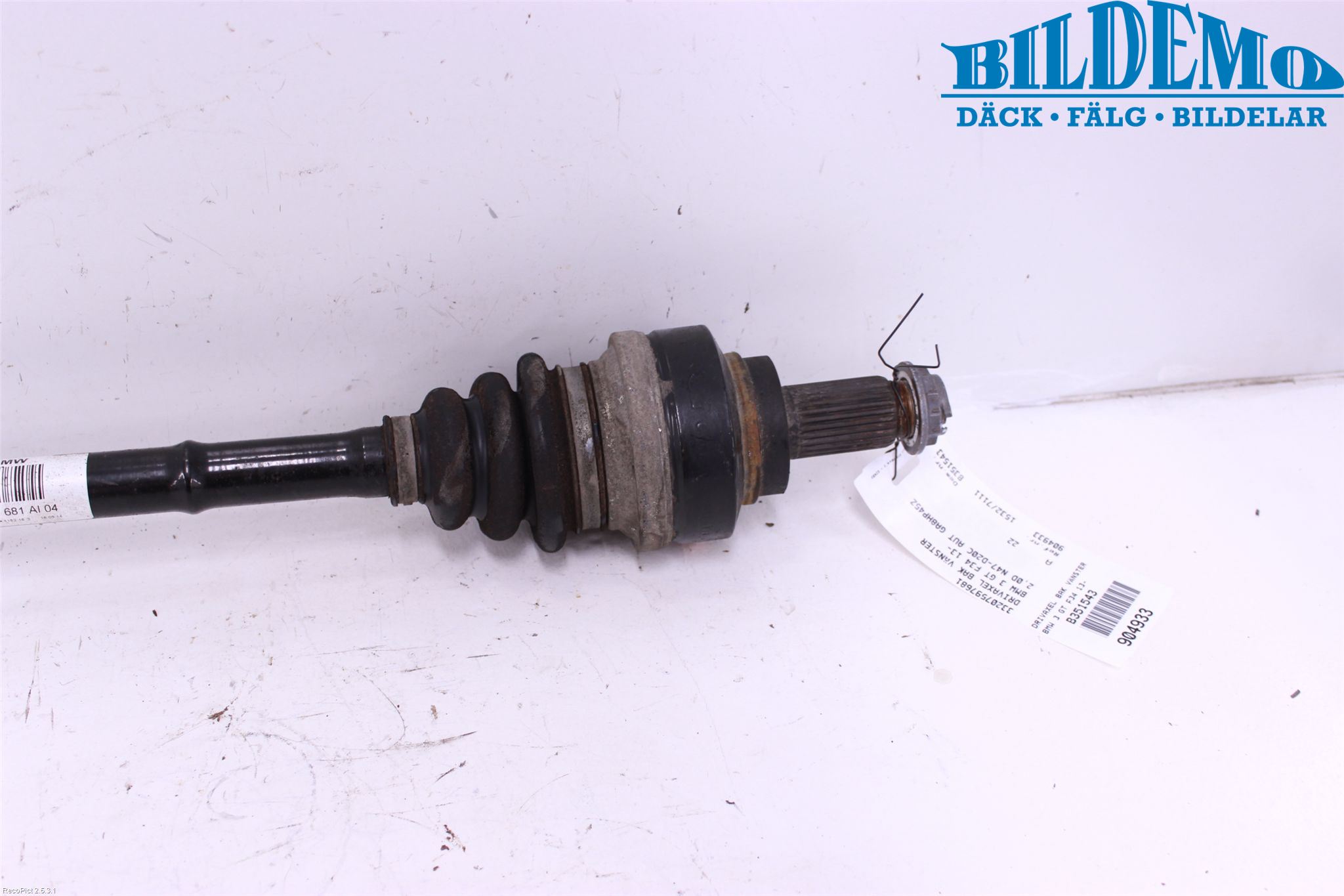 BMW 3 GT F34 13-19 Drivaxel Bak Vänster