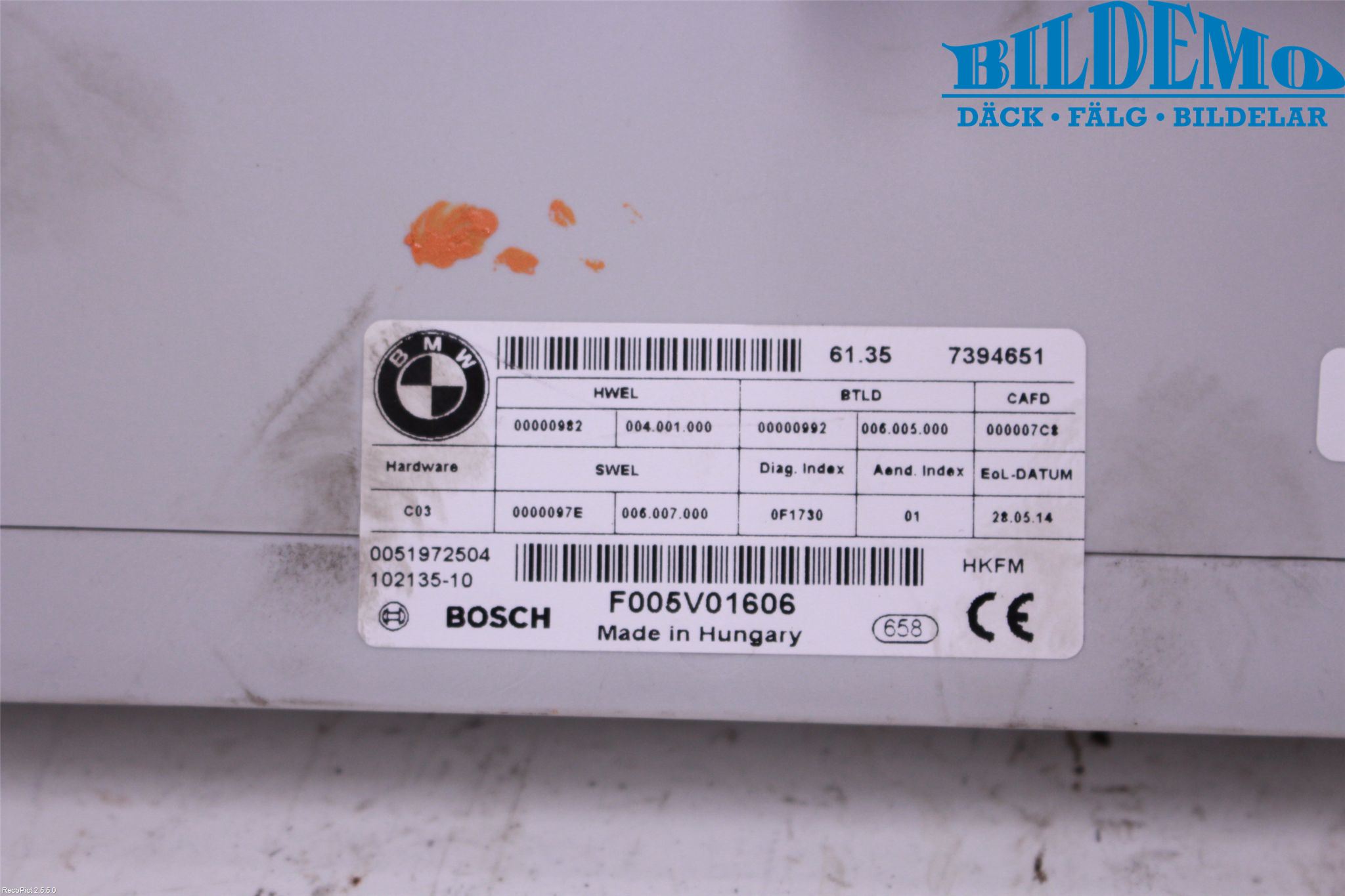 BMW 5 F10/F11/F18 09-17 Styrenhet Övrigt