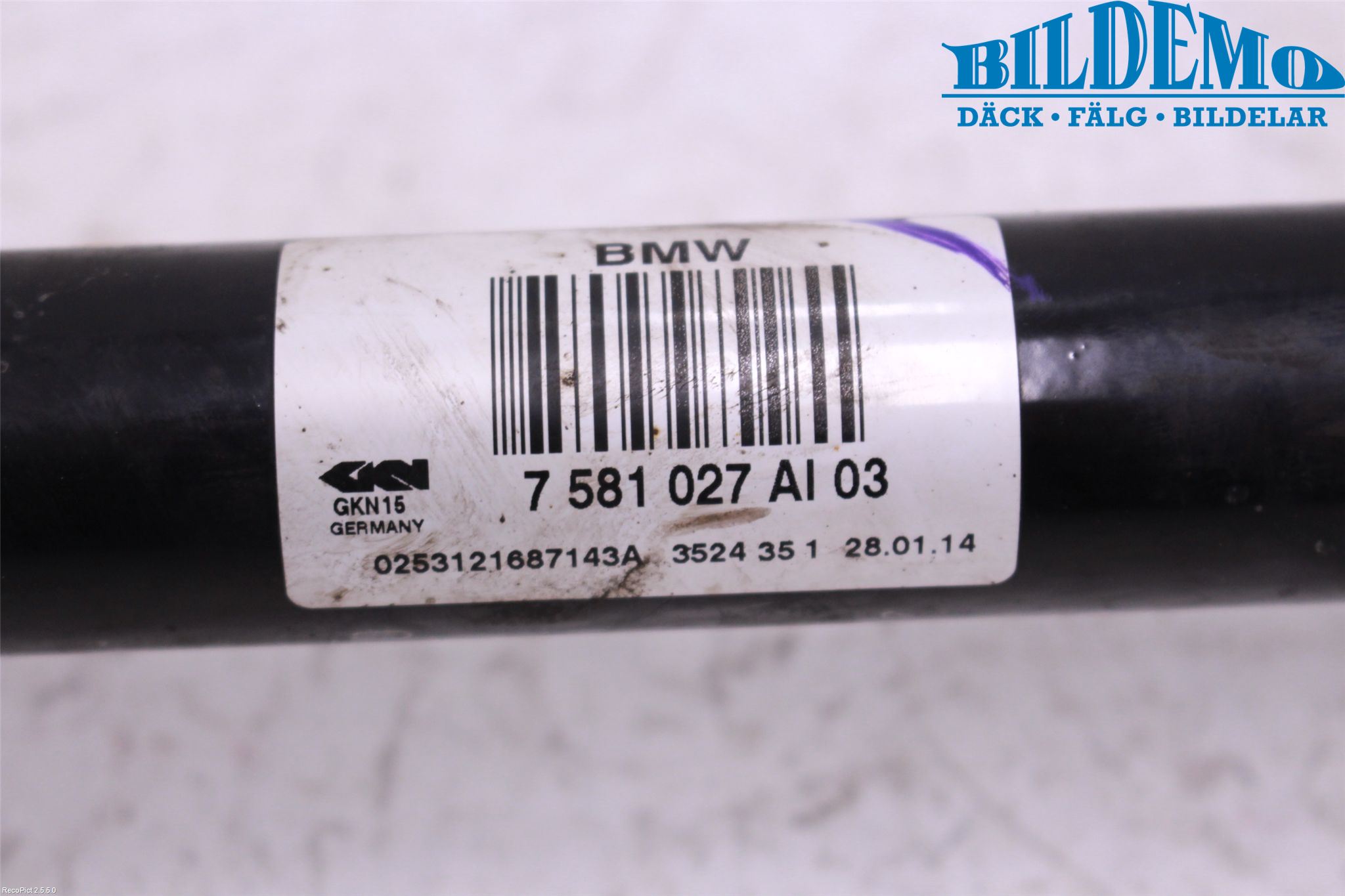 BMW 5 F10/F11/F18 09-17 Drivaxel Bak Vänster