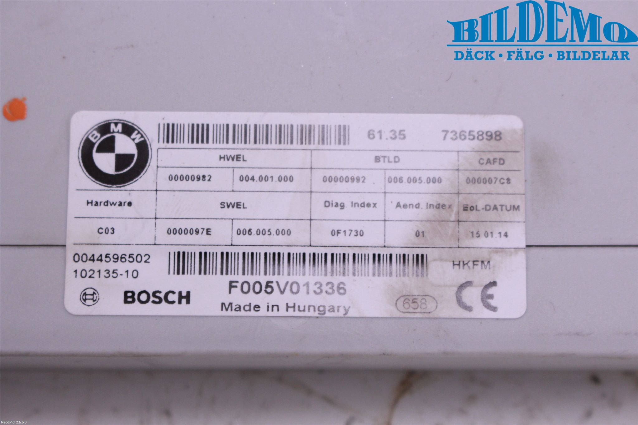 BMW 5 F10/F11/F18 09-17 Styrenhet Övrigt