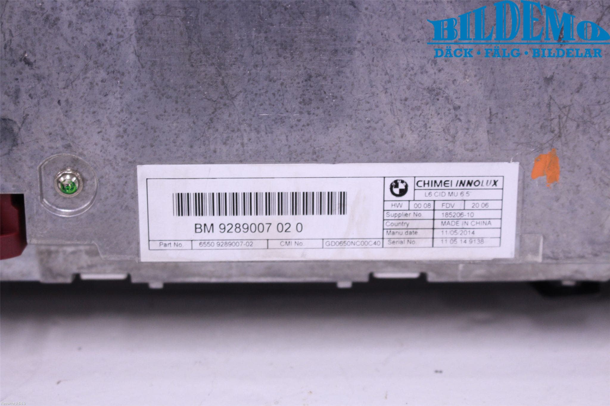 BMW 5 F10/F11/F18 09-17 Bildskärm