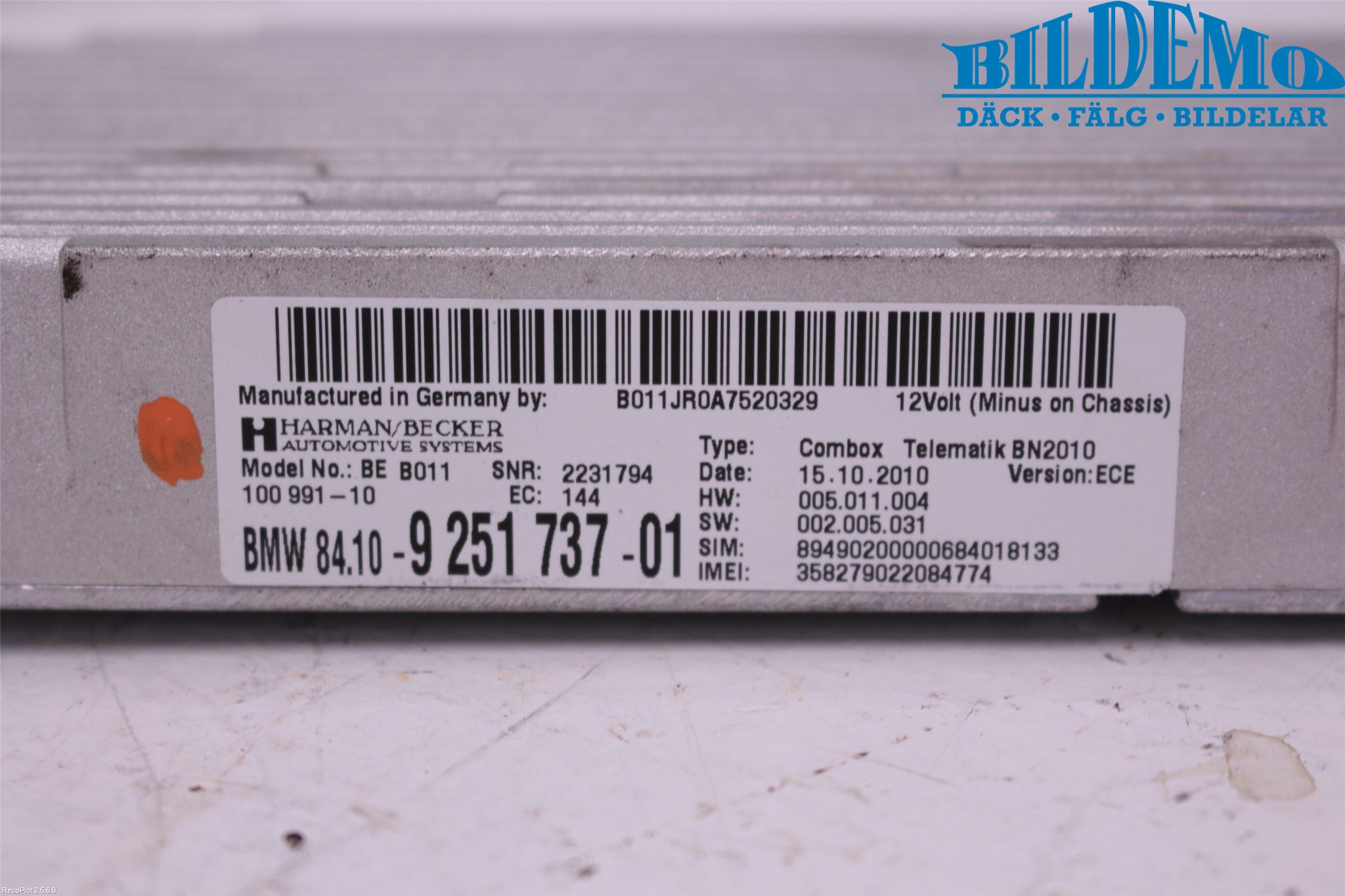 BMW 5 F10/F11/F18 09-17 Styrenhet Övrigt