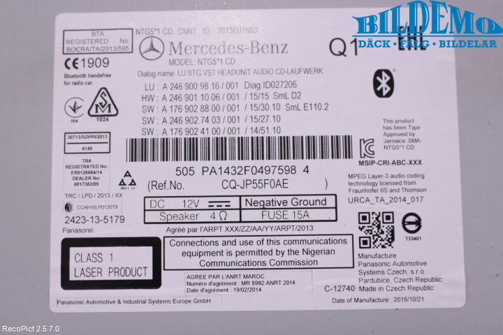 Mercedes-Benz MB CLA-KLASS (C117/X117) 13-19 Cd Radio - Multimediapanel