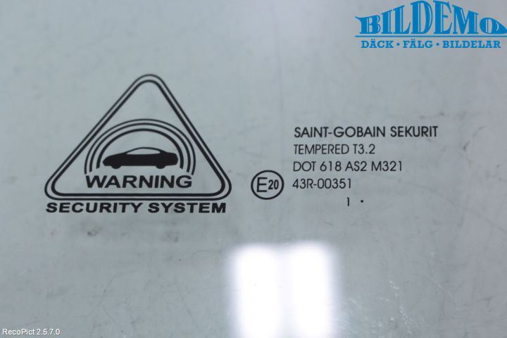 Kia VENGA 10-19 Dörruta Fram Vänster