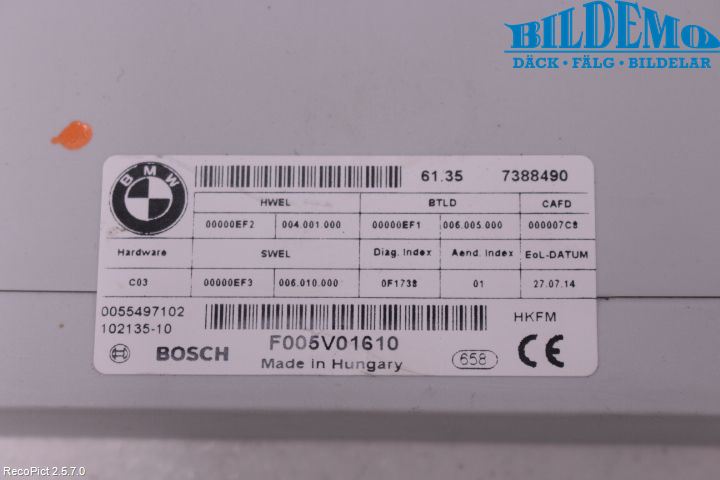 BMW 3 F30/F31/F80 12-19 Styrenhet Övrigt