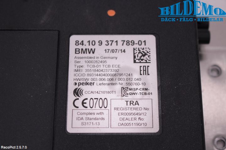 BMW 3 F30/F31/F80 12-19 Styrenhet Övrigt