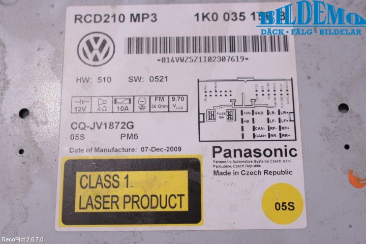 Volkswagen VW CADDY      04-10 Cd Radio - Multimediapanel