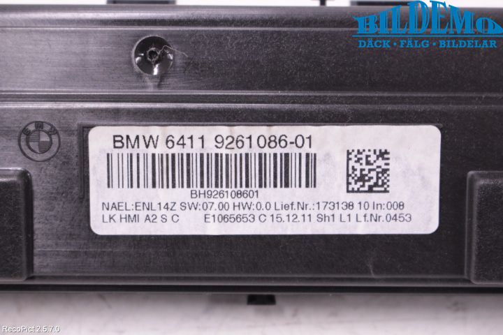 BMW 3 F30/F31/F80 12-19 Ac Styrenhet Ac Manöveren