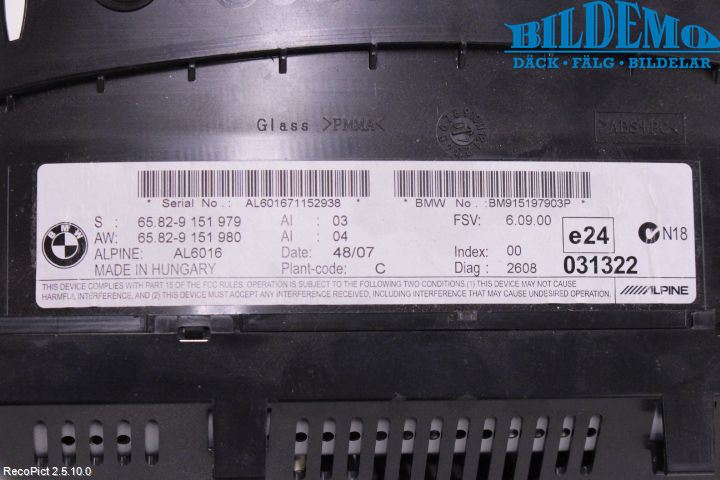 BMW 3 E90/91 SED/TOU 05-12 Bildskärm