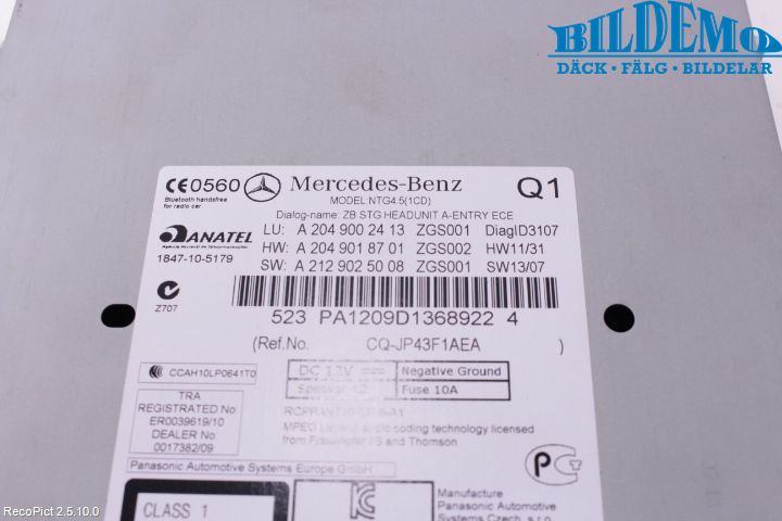 Mercedes-Benz MB GLK-KLASS (X204) 08-16 Cd Radio - Multimediapanel