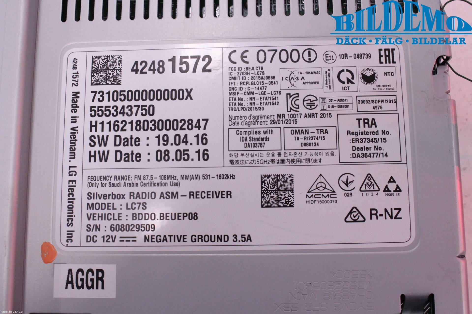 Opel ASTRA K 16-22 Radio Övrigt