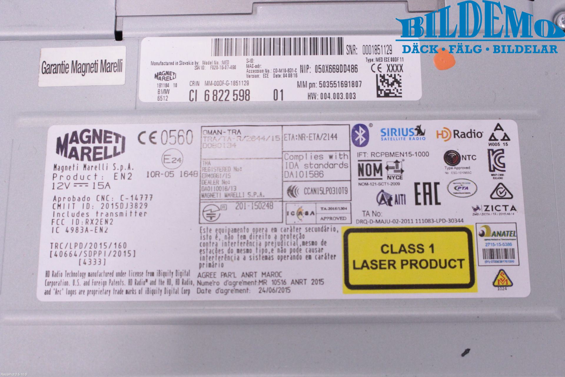 BMW 1 F20/F21 11-19 Cd Radio - Multimediapanel