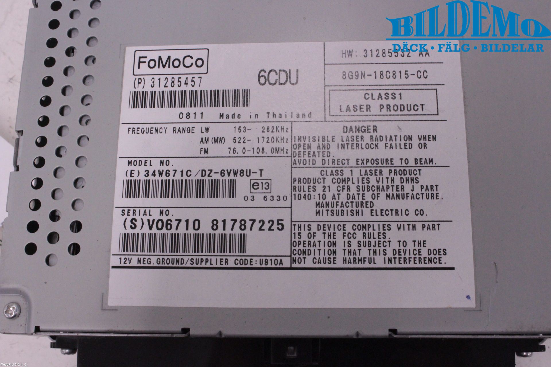 Volvo V70 08-13 Cd Radio - Multimediapanel